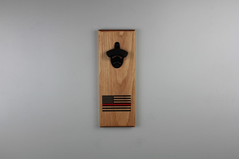 Wall Mount Bottle Opener Wedding Gift Fire Department Hanging Bottle Opener Man Cave Thin Red Line Hanging Bottle Opener Groomsmen Gift