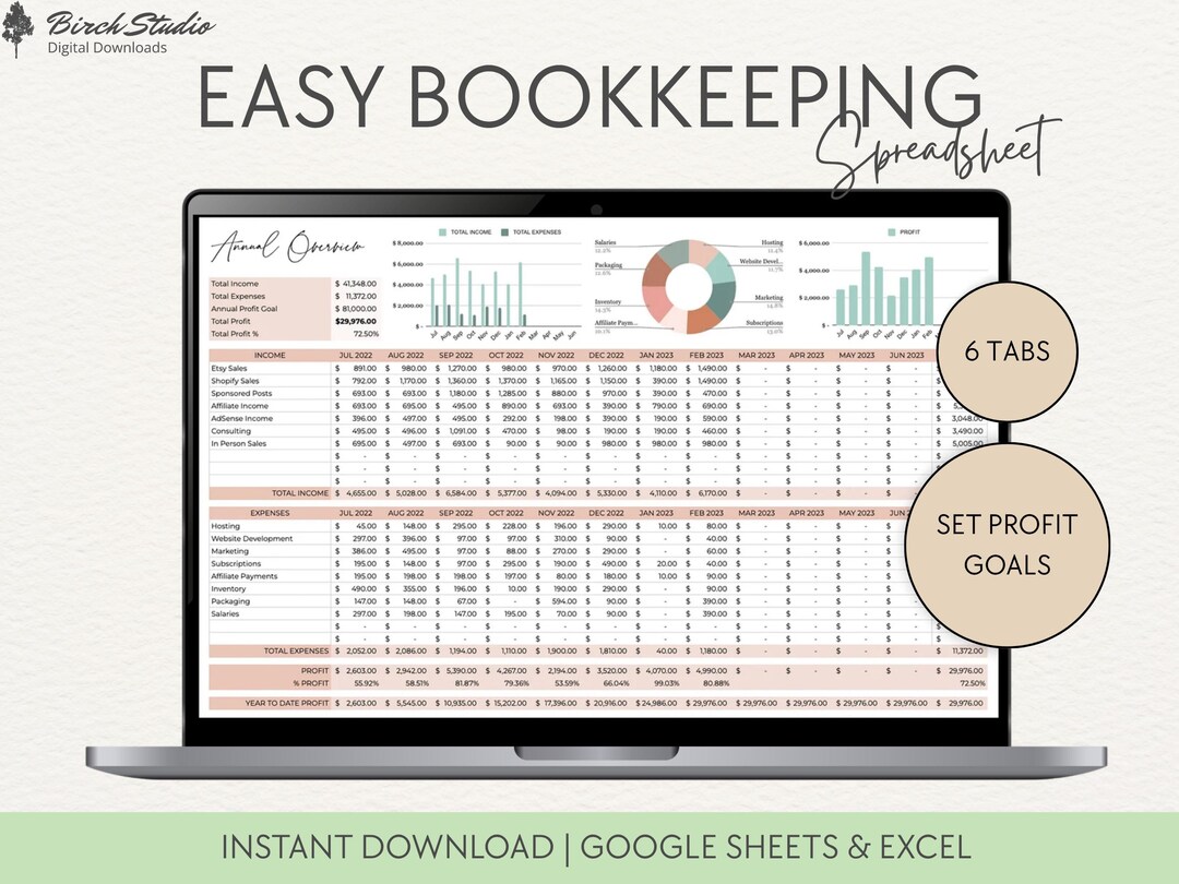 Small Business Bookkeeping Template Google Sheets Excel Spreadsheet ...