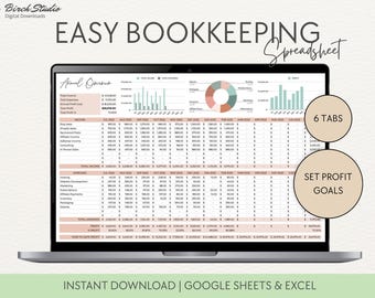 Small Business Bookkeeping Template Google Sheets Excel Spreadsheet Business Expense Tracker Sales Tracker Income Tracker Tax Planner