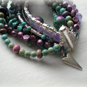 MULTI STRAND BRACELET - turquoise and purple