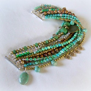 MULTI STRAND BRACELET ... turquoise and brown image 5