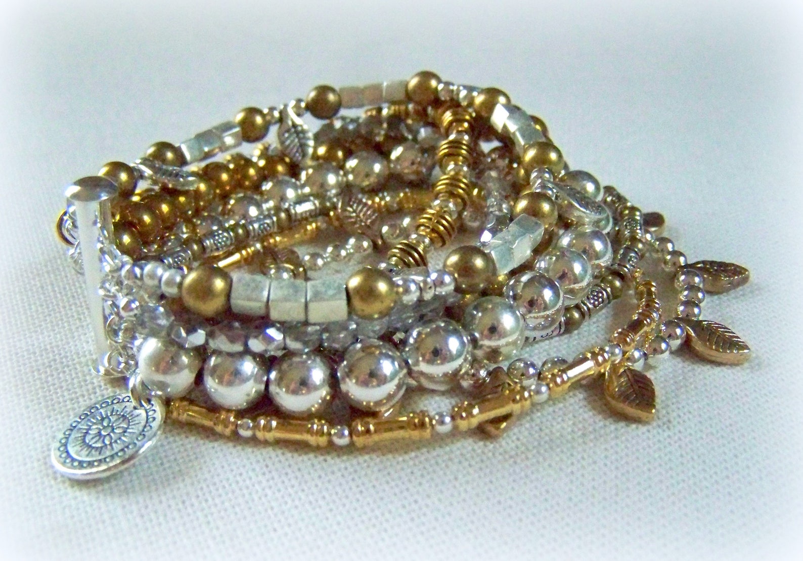 MULTI STRAND BRACELET silver brass & gold Etsy