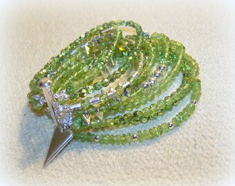 MULTI STRAND BRACELET ... spring greens