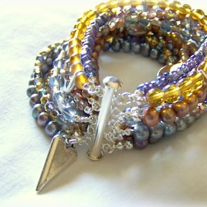 MULTI STRAND BRACELET ... copper and blue