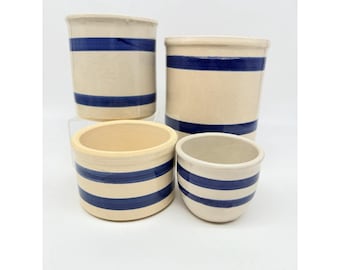 R.R.P Co Robinson Ransbottom Pottery Williamsburg Blue Line Set Stoneware SEE