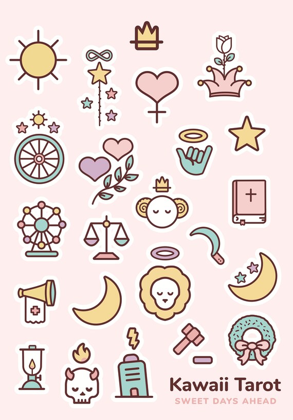 kawaii tarot stickers printables perfect for journal cute