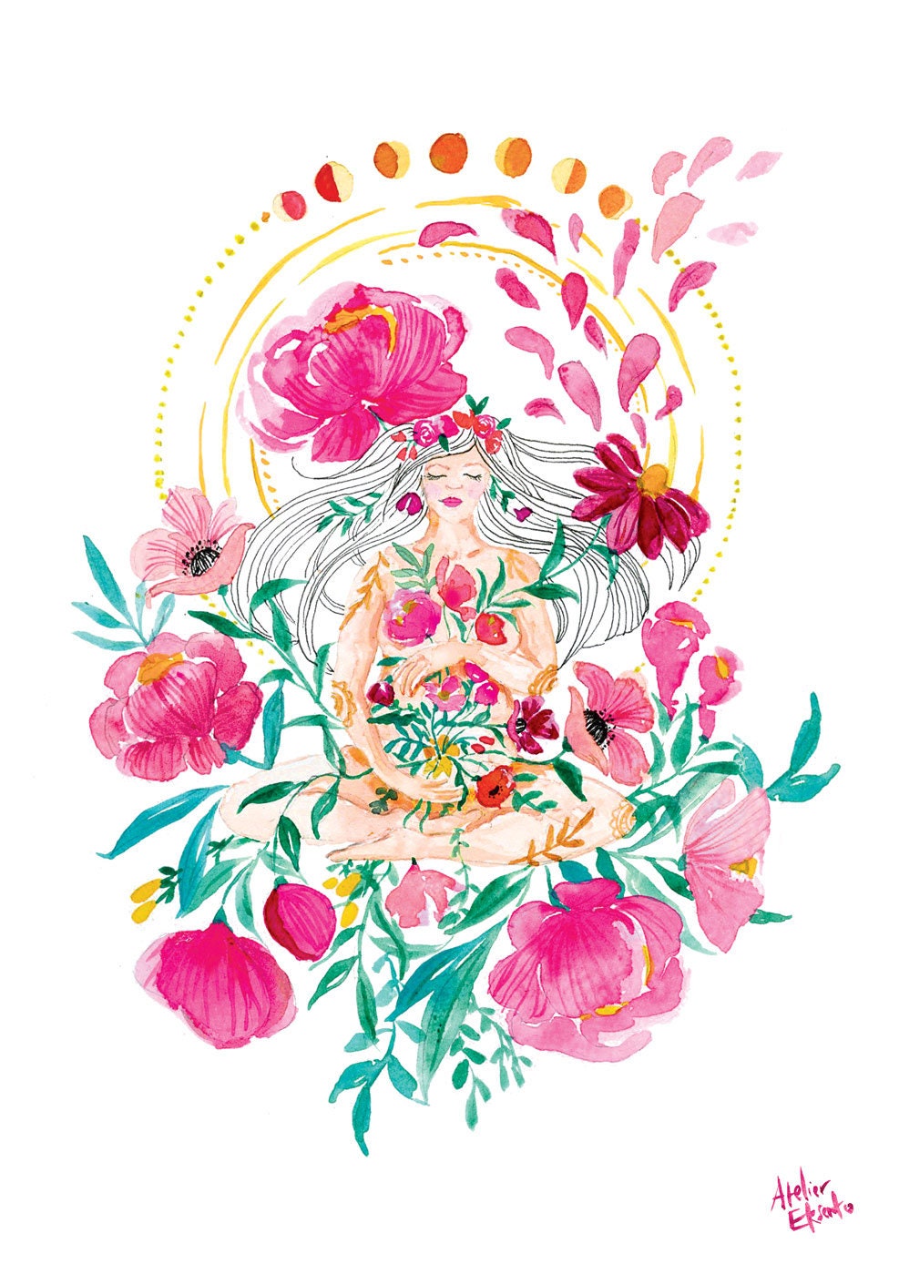 Affiche Art Print Grossesse Accouchement Féminité Sacrée Aquarelle A4