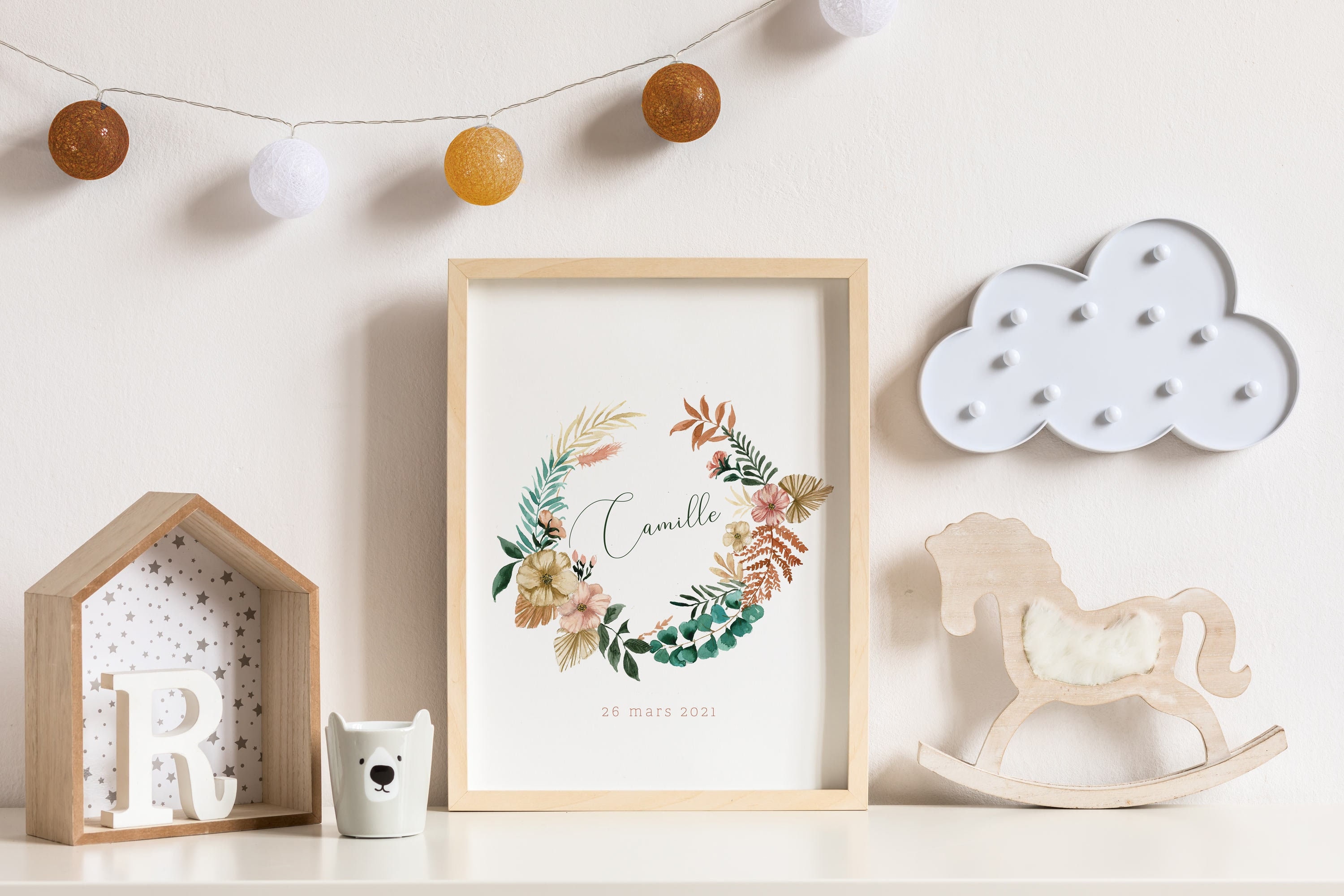 Affiche Personnalisée Couronne Végétale Forêt Fleurs Séchées