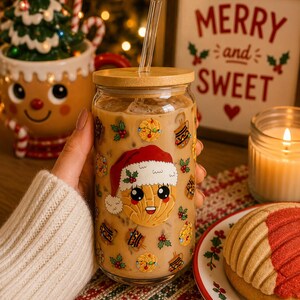 Christmas Concha Glass Cup | Christmas Tumblers | Gingerbread Man | Nutcracker | Santa | Iced Coffee Tumbler | Christmas Gifts