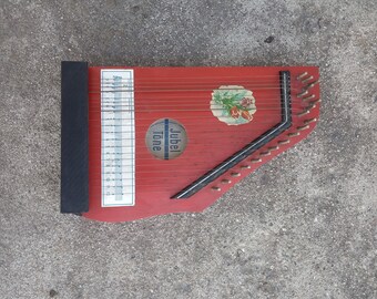 Vintage zither Musima 20 strings, Germany musical string instrument, Wooden guitar, Folk stringed musical instrument, Old music instrument