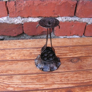 Black antique candlestick Iron candlestick Wrought candle holder Iron candleholder Old candlestick Rustic handmade candleholder