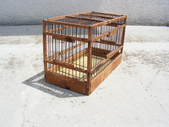 Cage En Bois Antique Cage Doiseau Avec Trois Portes Cage Faite à La Main Peut être Placé Sur Le Mur Maison En Bois Doiseau Décor De Jardin De