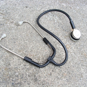 Vintage rubber metal Stethoscope K Doctors Medical Stethoscope marking K Old Medical Equipment Phonendoscope Medical Instrument