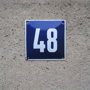 Vintage blue white Enamel Sign 48 Porcelain Street House Number plaque 11 cm х 11 cm Enamel Plate 48 Street Enamelled Sign Wall Hangings