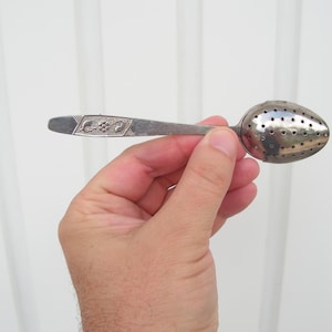 Vintage tea Infuser spoon USSR Old rare tea strainer Antique metal spoon Herbal infuser marking Retro collecting strainer Kitchenware