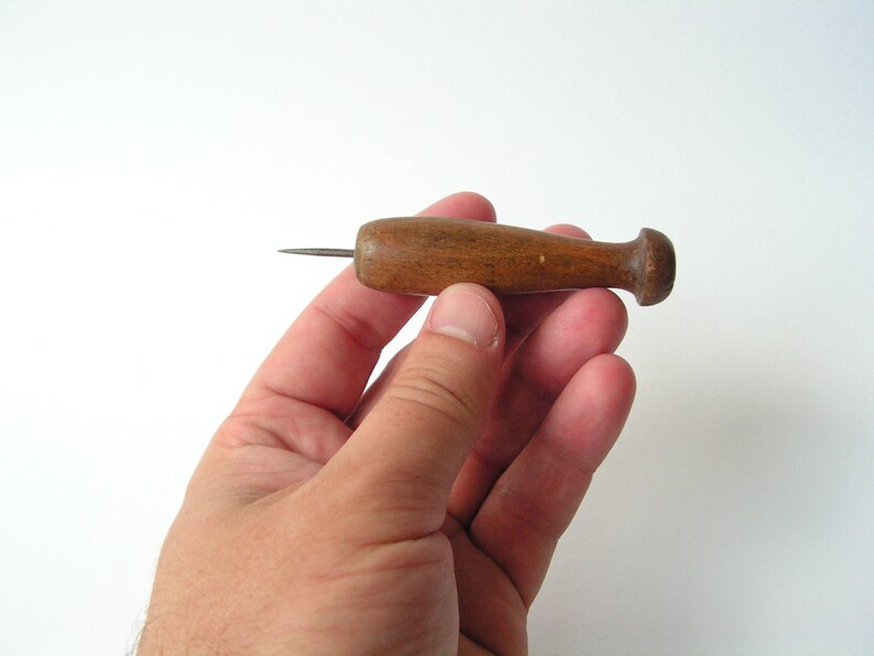 Vintage awl 30s Leather sewing small awl Primitive tool Awl Etsy