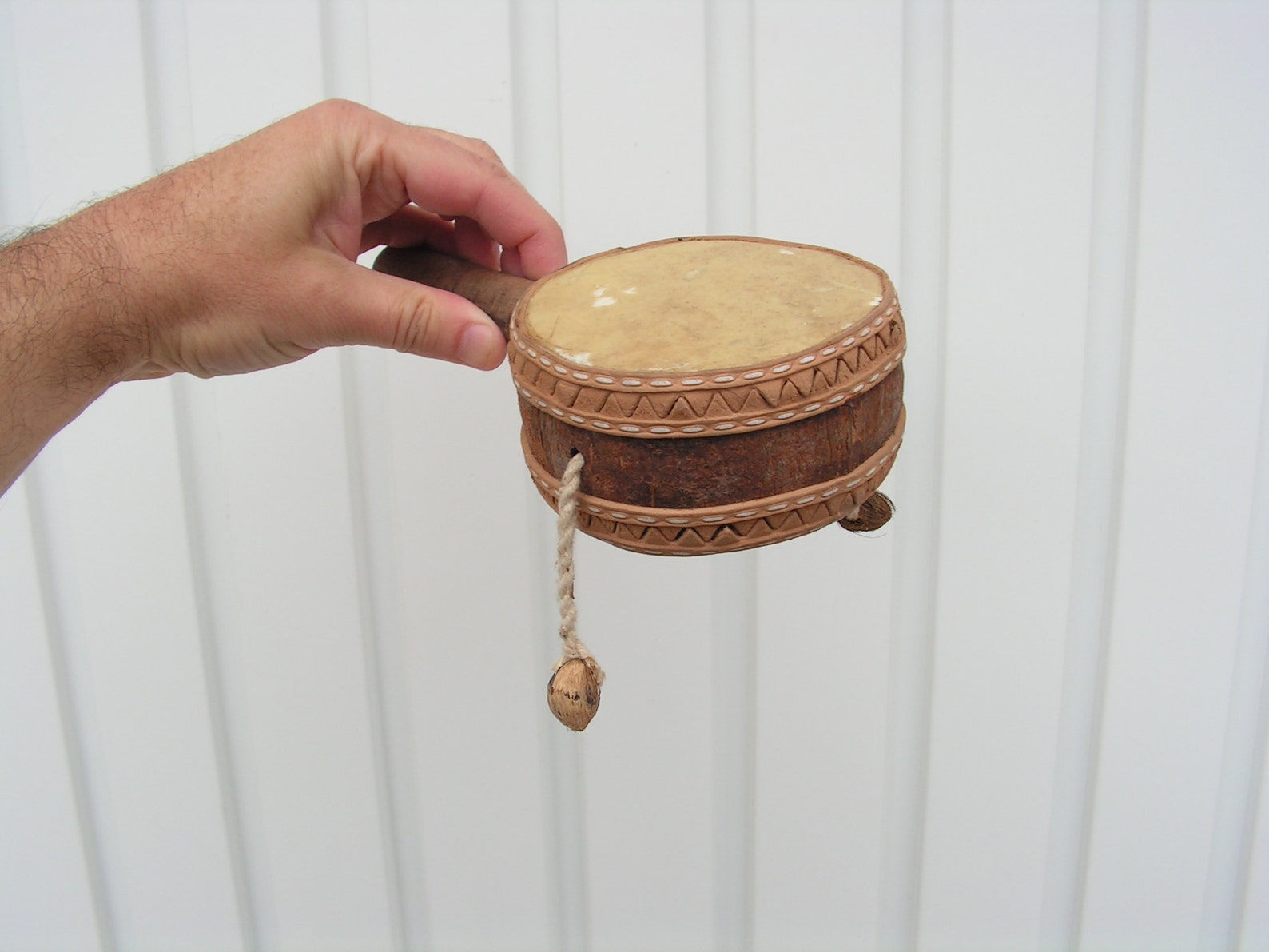 Vintage Lovely Leather Drum Rattle Drum Wood Handle Professional Drum ...