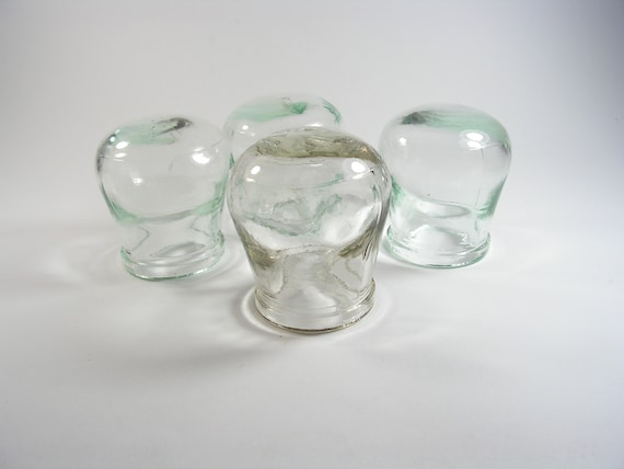 Ventouses vintage années 1950, Ensemble de 4 gobelets en verre