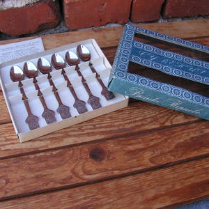 Set of 6 coffee spoons Not used Tea spoons Vintage dessert spoons Small spoons Serving spoons Silverplate flatware set
