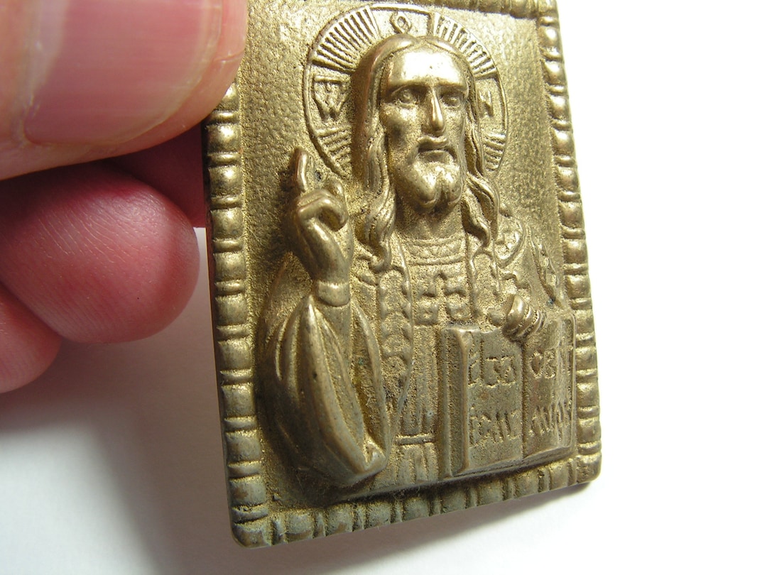 Vintage Pendant Jesus Christ Icon, Metal Pendant Jesus, Religious ...