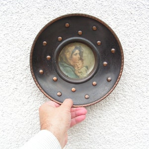Vintage copper icon Madonna Copper wall plate Religious copper relief plaque Religious symbol Icon Holy Virgin her son Italian copper icon