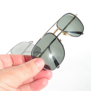 Men sunglasses green lenses POLAROID Retro aviator sunglasses 1980s Vintage pilot glasses Metal frame sunglasses Oversize sunglasses image 7