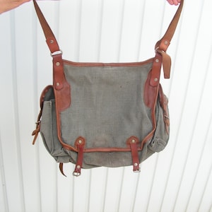 Vintage Messenger Bag Vier Fach Crossbody Tasche Militär Schultertasche Canvas Leder Handtasche Militärtasche Army Purse Army Canvas Sack