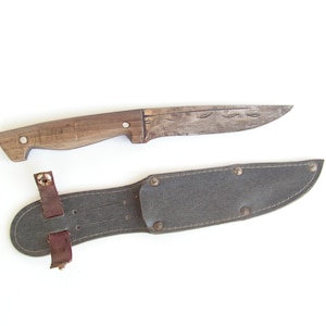 Vintage Knife sheath 1960s Engraved knife Rare Knife Hunting knife Knife Survival Wooden Handle Hand made knife Collector&#39;s knife