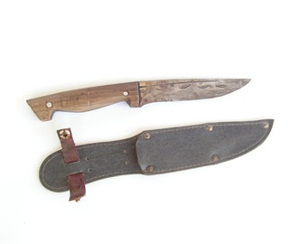 Vintage guaina del 1960 inciso coltello raro coltello caccia coltello coltello sopravvivenza in legno maniglia mano fatto coltello coltello da collezione