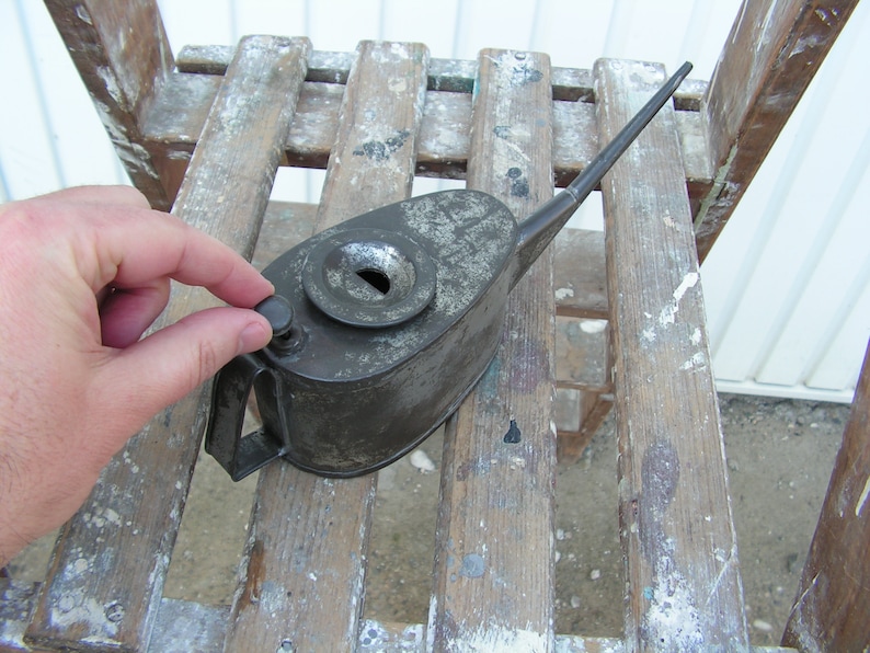 Vintage Pump Oil Can Oil Tin Long Spout Oil Can Antique Etsy