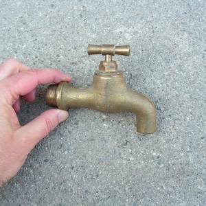 Vintage Brass Water Tap, Solid Water Faucet, Old Brass Spigot, Water Spigot, Massive Spigot, Brass water faucet, Industrial decor