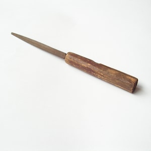 Antique file 1920s Vintage raspTriangle metal files Metalworking tool Primitive hand tool Wooden handle file