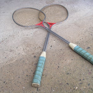 Vintage tennis rackets, Set of 2 Retro tennis rackets, Pair of metal tennis rackets, Tennis equipment