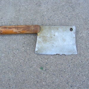 Vintage cleaver 50s, Meat chopper patina, Sharp meat cleaver, Meat cutter, Solid butcher knife, Chopping metal knife, Kitchen Cleaver