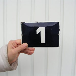 Porcelain plaque 1 Dark blue Sign Vintage Sign House Door Number 1 Blue White Enamel Metal Plate Door Number Street Sign Enameled Porcelain