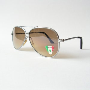 Retro aviator sunglasses Pilot Italian glasses Men brown sunglasses Vintage mirror lenses Metal frame sunglasses Italian Oversize sunglasses