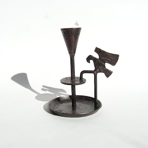 Vintage candlestick eagle Iron small candlestick Wrought candle holder Iron candleholder Old candlestick Rustic handmade candleholder