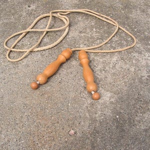 Vintage skipping rope Rope workout Vintage hemp jump rope wooden handles Medical rope jump Sport decor
