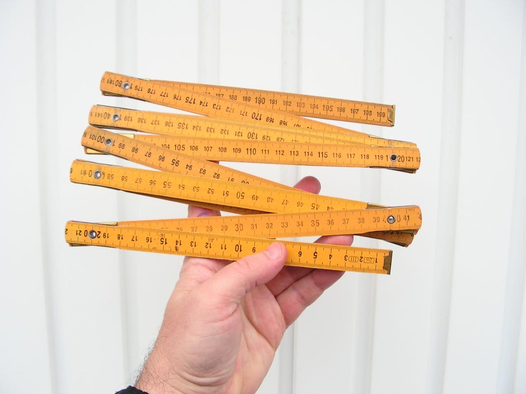 Folding Wooden Ruler 2 Meters, Yellow Carpenter Measurer Folding Meter ...