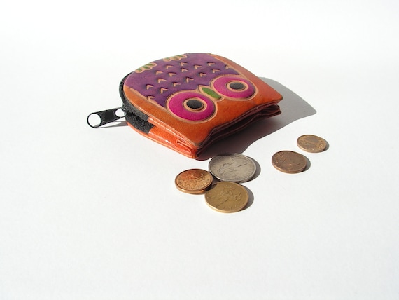 Purse owl zipper Vintage wallet woman Small coin … - image 3