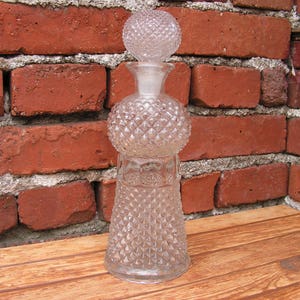 Vintage glass decanter, Old heavy decanter, Liquor decanter, Whiskey decanter, Bar decor, Vintage carafe, Kitchen decor