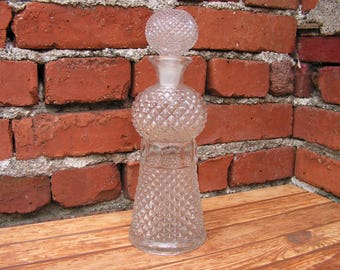 Vintage glass decanter, Old heavy decanter, Liquor decanter, Whiskey decanter, Bar decor, Vintage carafe, Kitchen decor