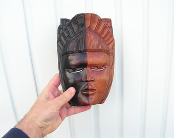 木製の顔の彫刻、手彫り | 壁アート | セントルシア - Etsy 日本