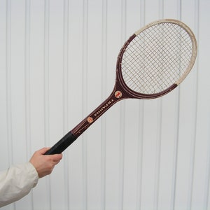 Raquete de tênis vintage Ucrânia, Raquete de tênis retrô de madeira, Equipamento de tênis