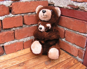 Vintage Mom bear little bear Pair bears Soft brown toy bears Teddy Bears Stuffed Bears Collectible Bear Baby Room Decor Small and Big bears
