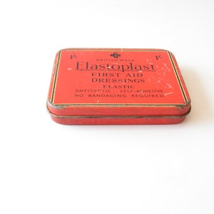 Vintage tin box First aid Small tin medical box Rectangular tin box Collectible British metal box Old metal box
