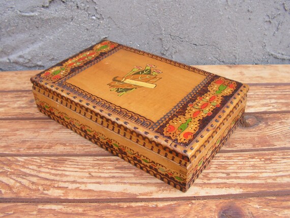 Wooden Cigarettes Box Vintage Cigarette Case Hand Painted | Etsy