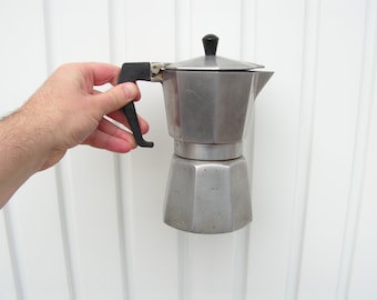 Cafetera vintage Cafetera de espresso turística de aluminio Cafetera de metal Cafetera espresso Decoración rústica del hogar Decoración retro de la cocina