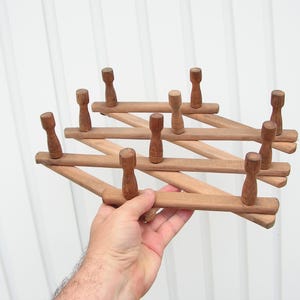 Vintage folding wooden wall hanger 70s, Old peg rack, Wall coat rack,  Retro coat rack, Accordion dark brown hanger,  Clothes hanger