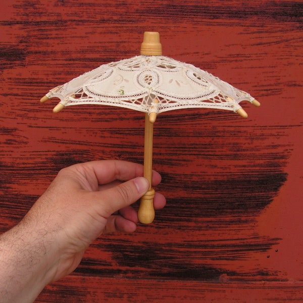 Vintage decorative small umbrella, Umbrella wooden handle, Umbrella mini embroidered fabric, Parasol for decoration, Rain accessories